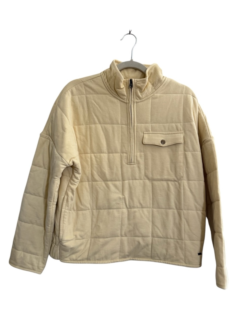 O'Neill Mable Quilted Pullover Jacket pale yellow women’s small 1/4 zip #NE26